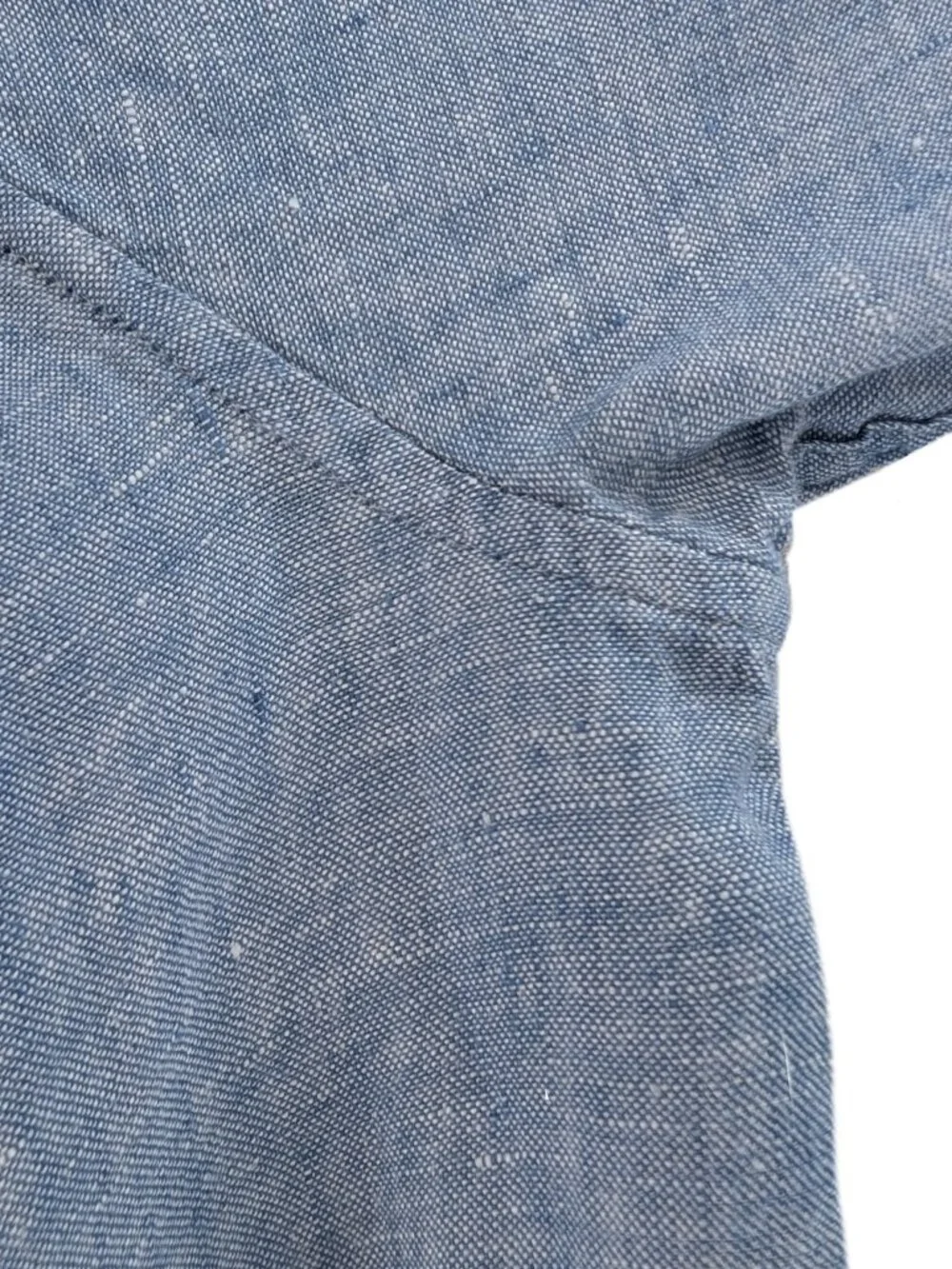 J Crew Mercantile 100% Linen Shirt Mens Size L Blue Pocket Classic Long Sleeves